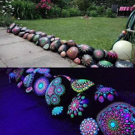 Glow In Dark Paint, Free Craft Supplies, Painted Garden Rocks, نباتات منزلية, Rock Garden Design, Rock Garden Landscaping, Mandala Rocks, I Don't Always, Garden Yard Ideas