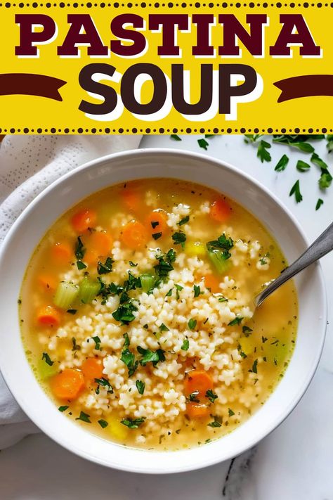 Italian Patina Soup, Chicken And Pastina Soup, Veggie Soup With Pasta, Pastina Soup Crock Pot, Pastatinni Soup, Veggie Noodle Soup Recipes, Giada Pastina Soup, Pastina Italian Penicillin, Instant Pot Pastina Soup