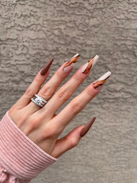 Burnt Orange And Brown Nails, Nail Designs Earth Tones, Terracotta Nails Designs, Desert Nail Art, Desert Nails, Geode Nails, Fun Nail Designs, Nails For Fall, Nail Art Easy