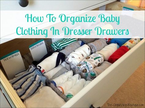 Baby Nursery Ideas: Organizing Baby Clothing In Dresser Drawers | The-Organizing-Boutique.com Organize Nursery Drawers, Organize Baby Clothes In Drawers, Organizing Baby Dresser Drawers, Organizing Nursery Drawers, Organizing Baby Dresser, Organize Baby Dresser, Kids Dresser Organization, Nursery Dresser Diy, Organizing Nursery