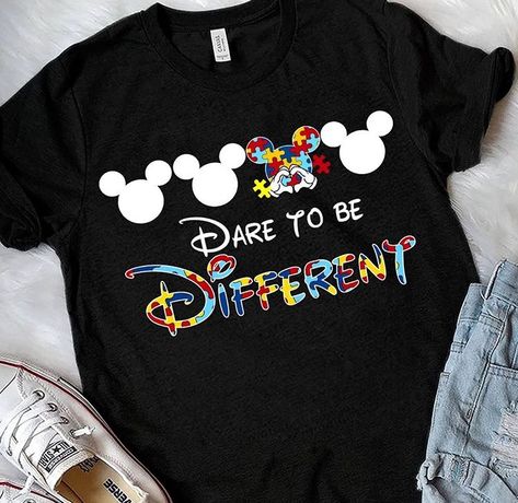 Mickey Mouse Shirt, Mickey Mouse Shirts, Dare To Be Different, Disney Shirt, Awareness Shirt, Diy Shirt, Disney Shirts, Be Different, Disney Trips