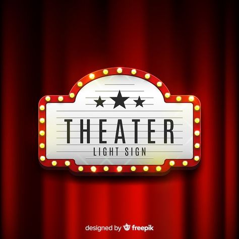 Retro light theater sign | Free Vector #Freepik #freevector #theatre-sign #theater-sign #light-sign #vintage-light Cinema Sign Vintage, Retro Theatre Aesthetic, Cinema Signboard, Vintage Movie Theater Aesthetic, Retro Theater, Theater Lights, Theatre Marquee, Theater Aesthetic, Movie Theater Aesthetic