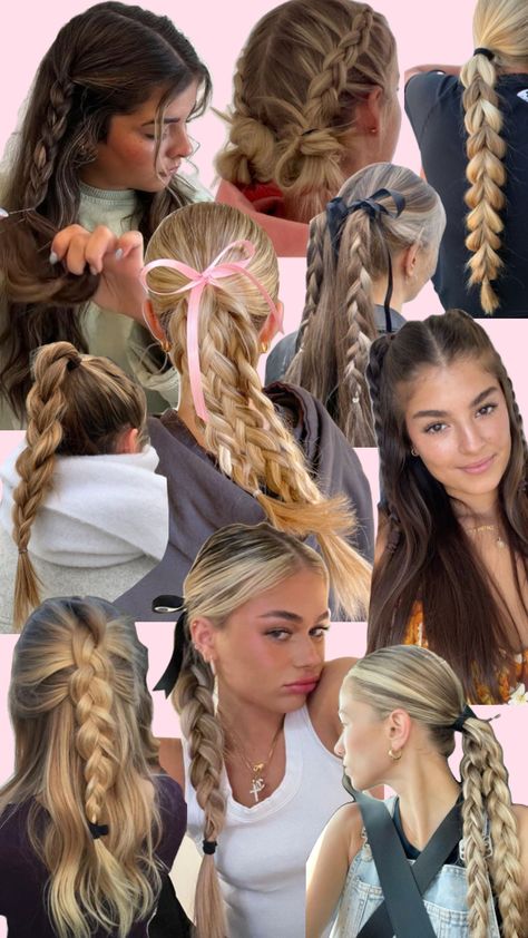 Braided Hairstyles! #braids #braidedhairstyles #collages #hairinspo #braidinspo Taekwondo Hairstyles, Preppy Hairstyles, Hairstyle Examples, High Ponytail Hairstyles, Prom Hairstyles For Short Hair, Hairstyles For Layered Hair, Dance Hairstyles, Hairdos For Curly Hair, Peinados Fáciles Para Cabello Corto