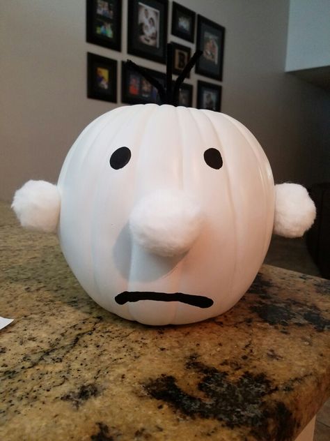 Diary of the wimpy kid pumpkin report Diary Of A Wimpy Kid Pumpkin Painting, Diary Of A Wimpy Kid Pumpkin, Diary Of The Wimpy Kid, Easter Diy Kids, Book Character Pumpkins, Book Pumpkin, Story Book Pumpkin, Reading Fair, Halloween Pumpkin Crafts