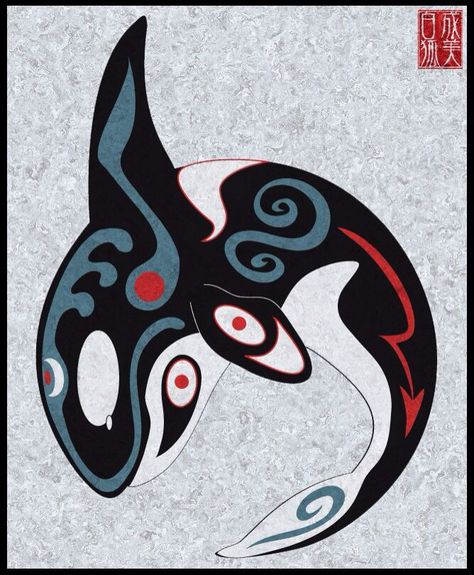 Northwest tribal art-orca: symbol of strength, power, romance ... Haida Tattoo, Arte Haida, Orca Art, Orca Tattoo, Native American Totem, Native Artwork, Pacific Northwest Art, Haida Art, Whale Tattoos