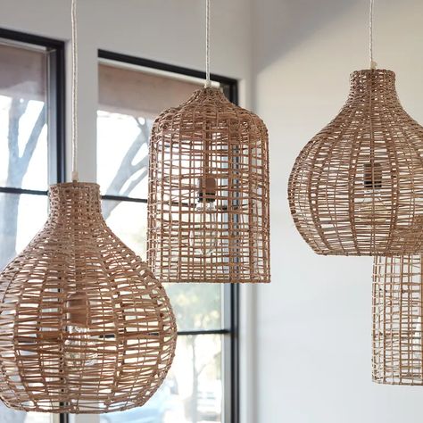 Natural Cane Round Pendant Light | Pier 1 Mediterranean House Decor, Rattan Lampe, Wicker Lamp, Wicker Pendant Light, Round Pendant Light, Unique Floor Lamps, Basket Lighting, Outdoor Pendant Lighting, Deck Lighting