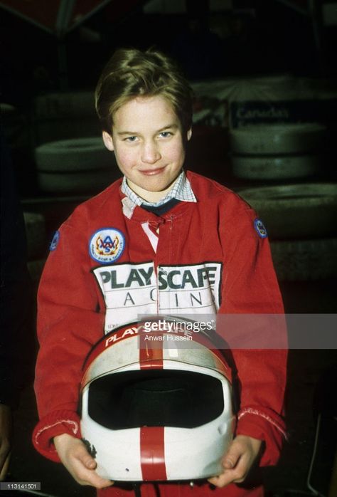 I think Getty has the wrong year. This looks to me like 1994, 1993, thereabouts. Prince William enjoys go-karting on July 31, 1988 in London, England. Sarah Chatto, Lady Sarah Chatto, Prince William Et Kate, Pictures Of Prince, Principe William, Prince William And Catherine, Young Prince, Royal Life, Prince William And Kate