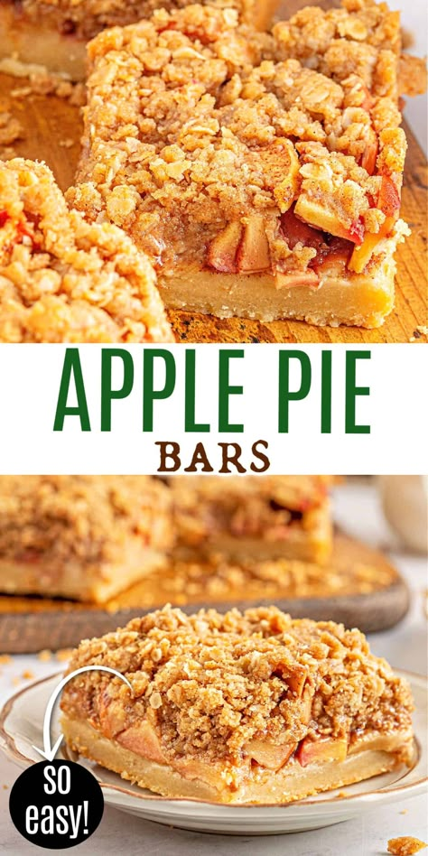 Apple Pie Bars are a portable version of the familiar autumn pie. You'll love the pairing of sweet cinnamon apples baked with a perfect buttery crust! Crumble Apple Pie, Apple Pie Crumble, Autumn Pie, Baked Cinnamon Apples, Apple Crumble Pie, Dessert From Scratch, Crumble Pie, Apple Pie Bars, Pie Bar Recipes