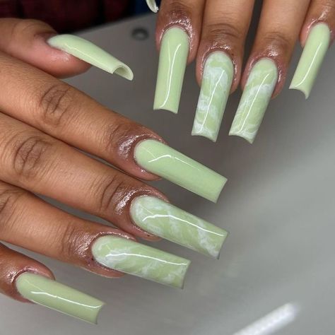 Green Nail Inspiration, Aqua Nails, Green Acrylic Nails, Green Nail, Classy Acrylic Nails, Short Square Acrylic Nails, Long Square Acrylic Nails, Square Acrylic Nails, Fire Nails