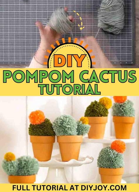 Pom Pom Cactus, Diy Cactus, Cactus Diy, Diy Pom Pom, Chalk Couture, Weekend Projects, Easy Diy Crafts, Pom Poms, Fun Projects