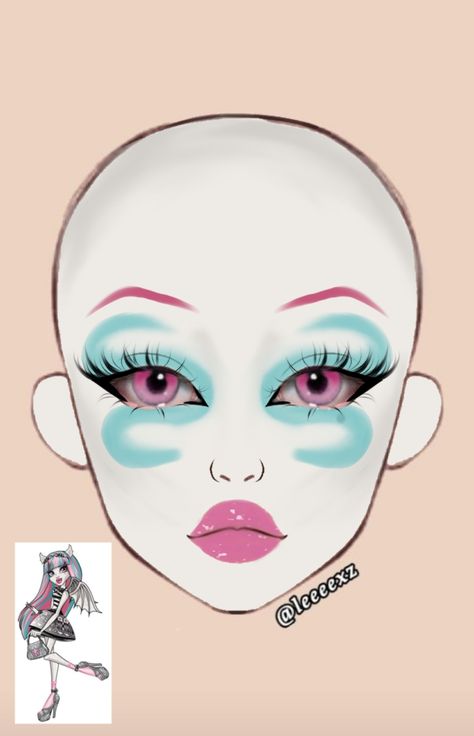 Monster High Eye Makeup, Monster High Inspired Makeup, Monster High Makeup Looks, Makeup Chart, Monster High Makeup, Hippie Makeup, Monster High Halloween, Makeup Charts, Makeup Drawing