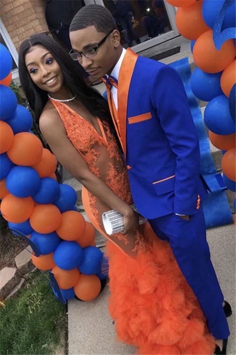 Gentle Orange Lapel Beach Wedding Suits For Groom With Royal Blue | Risias Royal Blue Prom Suits, Royal Blue Beach Wedding, Wedding Suits For Groom, Blue Prom Suit, Beach Wedding Suits, Royal Blue Jacket, Blue Beach Wedding, Royal Blue Prom, Prom Suit