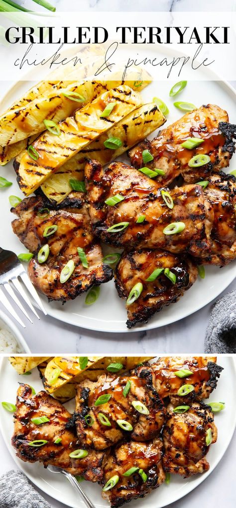 Sweet Pineapple Chicken, Grilled Teriyaki Chicken With Pineapple, Teriyaki Chicken And Pineapple, Chicken Thigh Teriyaki, Pineapple Teriyaki Chicken, Teriyaki Pineapple Chicken, Grilled Salmon Kabobs, Chicken And Pineapple, Juicy Chicken Thighs