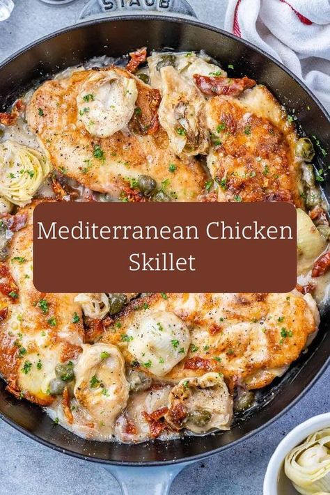 Chicken for dinner! Check out the recipe. Mediterranean Chicken Dinner Recipes, Metteranian Chicken, Mediterranean Diet Chicken Recipes Easy, Meteranian Chicken, Mediterranean Sunday Dinner, Mediterranean Chicken And Vegetables, Meditteranean Chicken Recipes, Mediterranean Meal Recipes, Mediterranean Chicken Thighs Recipes