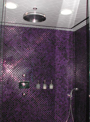 Purple Bathroom Tile, Purple Bathroom, Purple Tile, Purple Bathrooms, Purple Rooms, Goth Home, Purple Decor, Goth Home Decor, Purple Home