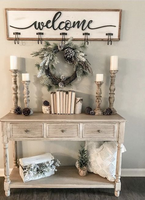 Farmhouse Entry Table Decor, Pastors Office, Credenza Shabby, Hallway Table Decor, Mirrors Decor, Entry Table Decor, Decoration Shabby, Entryway Table Decor, Foyer Decor