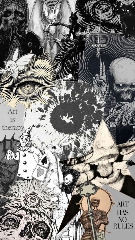 Black And White Art Collage, Gothic Collage, Black And White Wallpaper Creepy, Creepy Collage, Edgy Collage Wallpaper, Gothic Collage Wallpaper, Emo Collage Wallpaper, White Art, Collage Art