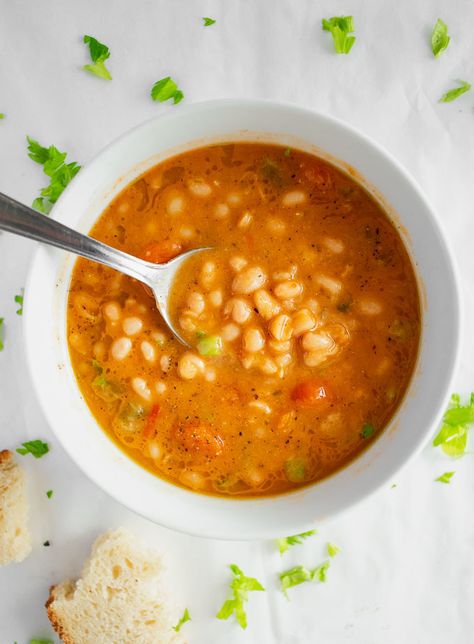 Bean And Tomato Soup, White Bean Soup Recipes, Bean Soup Recipes, White Bean Soup, White Bean, Bean Soup, Tomato Soup, Bean Recipes, Fresh Tomatoes