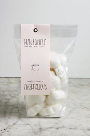 Image of Tahitian Vanilla Marshmallow Clouds Marshmallow Packaging, Plastic Packaging Design, Marshmallow Clouds, Bake Sale Packaging, Biscuits Packaging, Vanilla Marshmallows, Ayam Bakar, Dessert Packaging, Bakery Packaging