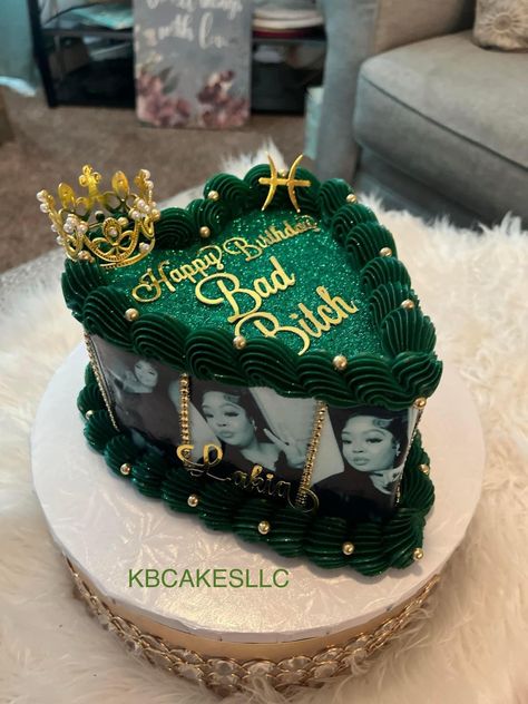 Green Heart Cake, Gold Heart Cake, 25th Birthday Cake, 26 Birthday Cake, 23 Birthday Cake, Queens Birthday Cake, Heart Birthday Cake, 20 Birthday Cake, 20 Birthday