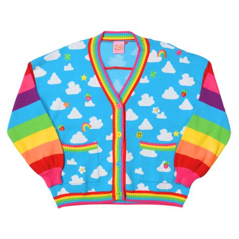 Cloud Fashion Design, Ocean In Space, Decora Kei Fashion, Monster Fashion, Kid Core Aesthetic, Decora Fashion, Silly Clothes, Rainbow Cardigan, Colorful Clothes