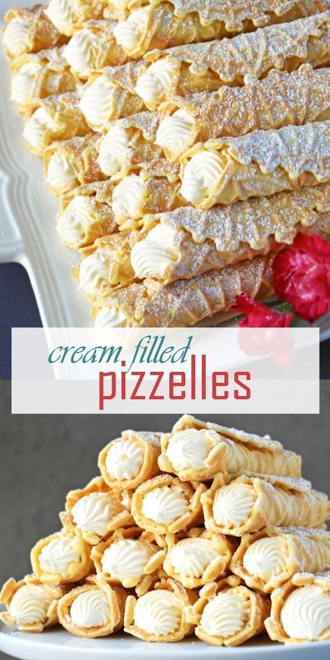 Filled Pizzelles, Tiramisu Trifle, Pizzelle Cookies, Pizzelle Recipe, Resep Pasta, Resepi Biskut, Italian Cookie Recipes, Italian Pastries, Italian Desserts