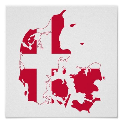 Denmark Flag Map Poster