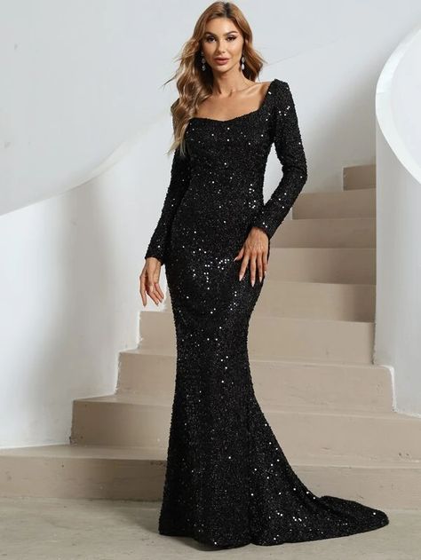 Missord Sweetheart Neck Sequin Floor Length Dress for Sale Australia| New Collection Online| SHEIN Australia Evening Dress Patterns, Sequin Formal Dress, Sequin Evening Dresses, Sequin Bodycon Dress, Sequin Maxi, Maxi Dress Prom, Women's Evening Dresses, Black Evening Dresses, Maxi Dress Evening