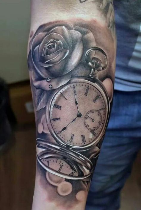 This too Time Piece Tattoo, Mutterschaft Tattoos, Pocket Watch Tattoo Design, Watch Tattoo Design, Pocket Watch Tattoos, Baby Tattoo Designs, Watch Tattoo, Pocket Watch Tattoo, Roses Tattoo