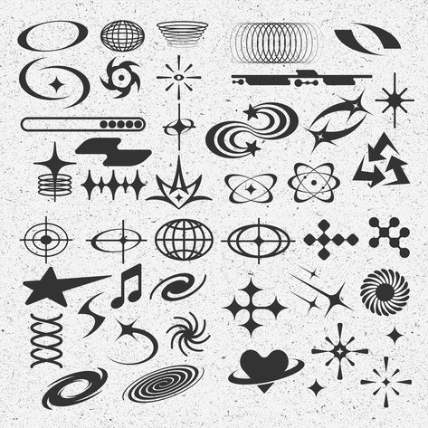 Y2k Drawing Doodles, Simple Y2k Tattoo Ideas, Small Y2k Drawings, Y2k Graphic Design Elements, Cute Y2k Doodles, Y2k Small Drawings, Easy Shapes To Draw, Yk2 Symbols, Y2k Designs To Draw