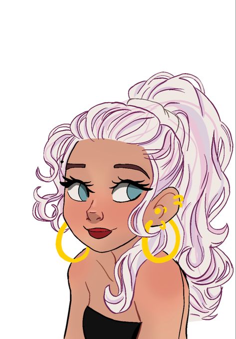 Ponytail From Behind Drawing, Curly Hair In A Ponytail Drawing, Girl With Ponytail Drawing, Art Style Hair, Cute White Girl, Lineart Inspiration, Ponytail Drawing, Oc Concept, Kawaii Hair