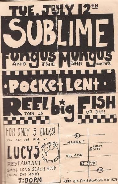 Sublime Sublime Concert, Sublime Poster, Concert Flyer, Sidewalk Art, Graffiti Tagging, Rock T Shirts, Big Fish, Concert Posters, Cool Posters