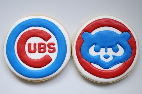 Chicago Cubs sugar cookies | Chicago Cubs party | Baseball Cubs Cookies, Tailgate Birthday Party, Summertime Cookies, Sport Cookies, Baseball Cupcakes, Ball Cookies, Sports Cookies, Baseball Cookies, Baseball Cake