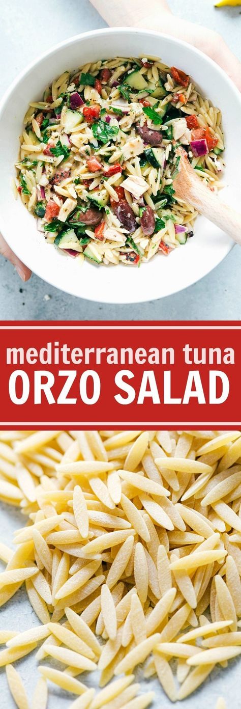 Tuna Orzo, Orzo Salat, Salad With Tuna, Mediterranean Tuna, Mediterranean Tuna Salad, Mediterranean Diet Plan, Orzo Salad, Healthy Food Facts, Mediterranean Diet Recipes