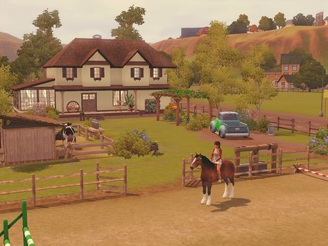 Madison - Little Farm - Via Sims Sims3 House, Sims Horses, Sims 3 Worlds, Sims 4 Houses Layout, Lotes The Sims 4, Horse Animation, Sims Houses, Sims Building, Casas The Sims 4