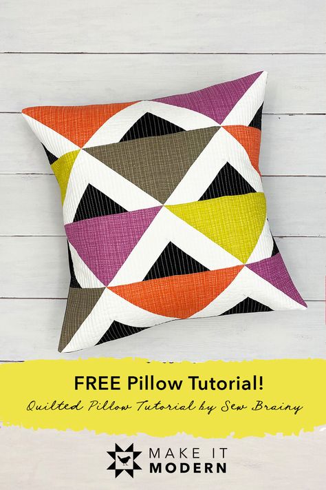 Modern Quilted Pillow Covers, Quilted Pillow Covers Free Pattern, Sewing Pillow Patterns, Quilted Throw Pillow, Quilted Pillows, Patch Pillow, Quilted Pillow Covers, Modern Quilt Blocks, Pillow Covers Pattern