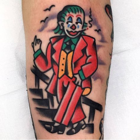 Tato Joker, Tato Tradisional, Joker Tattoo Design, Sacred Tattoo, Sak Yant Tattoo, Movie Tattoos, Traditional Tattoo Sleeve, Joker Tattoo, Old School Tattoo Designs