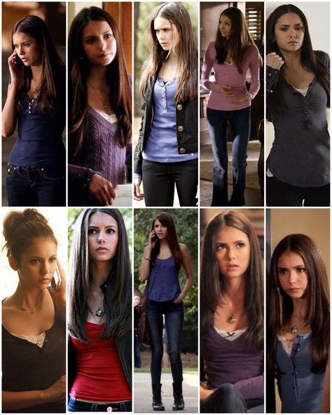 Elena Tvd Outfits, Vampire Diaries Elena Outfits, Elaina Gilbert Outfits, Vampire Elena Gilbert, 2010 Fashion Outfits, Nina Dobrev Outfits, The Vampire Diaries Outfits, Collage Outfit Ideas, Elena Gilbert Outfit