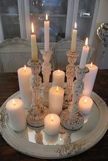 Candles on mirrors = more light Baños Shabby Chic, Shabby Chic Decorating, Decoration Shabby, Smart Tiles, Shabby Chic Bathroom, Chic Bathrooms, Vintage Mirror, Shabby Chic Homes, Wedding Lights