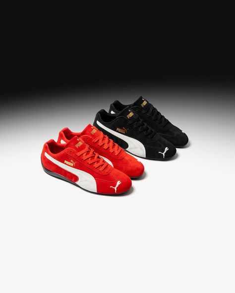 Puma return with their Speedcat OG colourways 🔴⚫️ Shop them in extended sizing via our King St Department store and online now. #teamhal #puma #speedcatog #speedcat Speed Cat Puma, Puma Speedcat, Dream Shoes, Cat Pics, Department Store, High & Low, Lemon, Collage, Sneakers