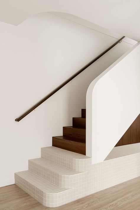 Layà Villas - Villa B — Comma Projects Minimal Stairs, Stairway Decor, Architecture Stairs, Balustrade Design, Warehouse Apartment, Stair Rail, Stair Wall, Escalier Design, Hillside House