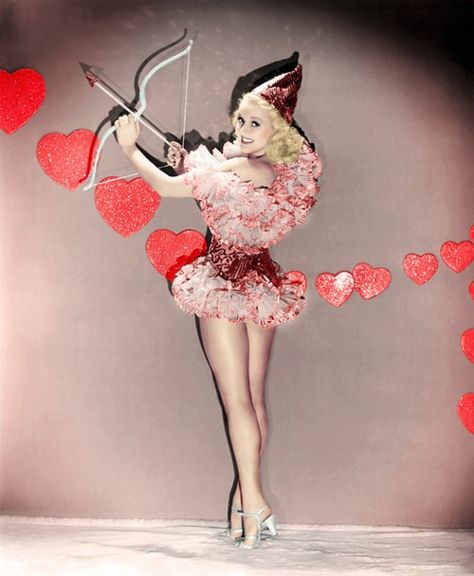 Betty Grable Valentine Photo Shoot, Betty Grable, Bow And Arrow, My Funny Valentine, Valentine Photo, Beauty Dress, Paper Hearts, Vintage Valentines, Vintage Hollywood