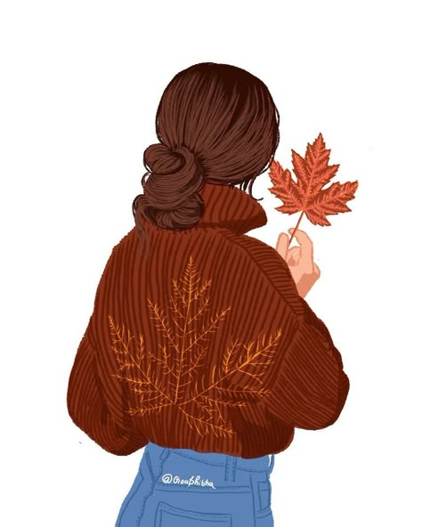 Fall Drawing Ideas, Crunchy Leaves, Pumpkin Everything, Autodesk Sketchbook, Fall Drawings, Autumn Illustration, Girly Drawings, Illustration Art Girl, Painting Of Girl