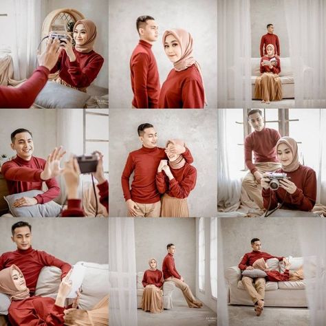 Prewed Studio Casual, Prewedding Ideas Casual Hijab, Prewed Casual, Prewed Studio, Egyptian Wedding, Foto Prewedding, Prewedding Photo, Dark Wedding Theme, Pre Wedding Photoshoot Props