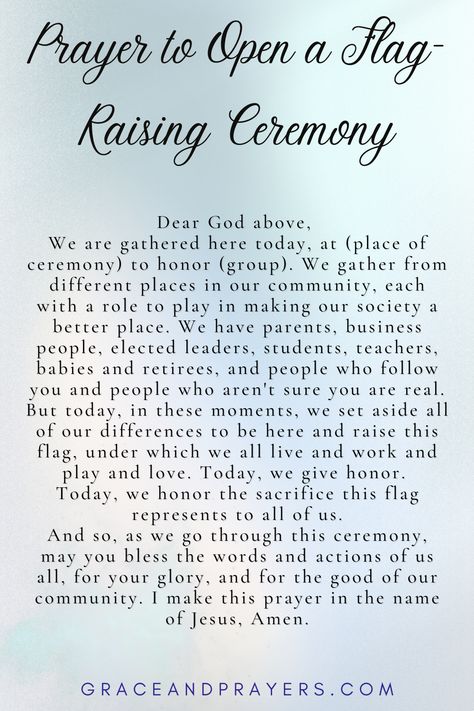 Been asked to pray at a flag-raising ceremony? Wondering what to pray before or after a group raises a flag? These 5 prayers can help. Psalm 60, Flag Ceremony, Sample Prayer, Prayer Of Thanks, School Prayer, Short Prayers, Names Of Jesus Christ, Words Of Hope, A Flag