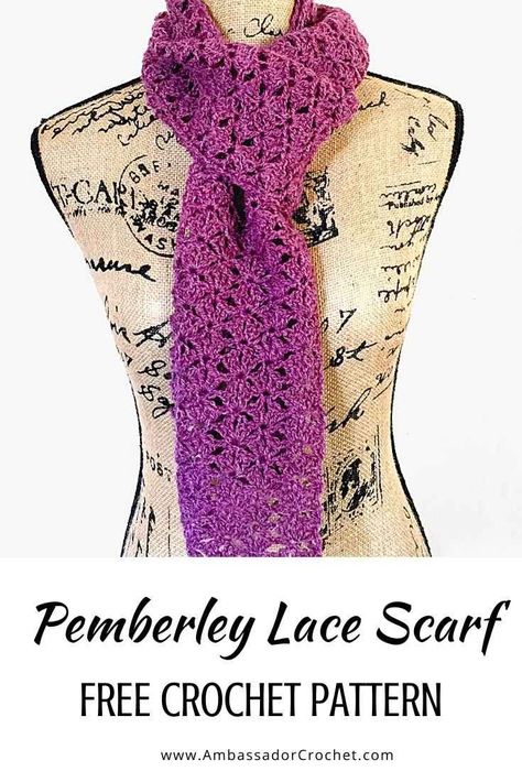 Pemberley House, Lace Scarf Pattern, Crochet Lace Scarf Pattern, Lace Baby Blanket, Crochet Lace Scarf, Lacy Crochet, Crochet Lace Shawl, Crochet Scarf Pattern Free, Crochet Infinity Scarf