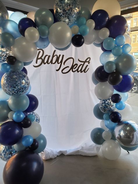 Baby Jedi Baby Shower Ideas, Starwars Baby Shower Ideas, Star Wars Baby Shower Games, Baby Yoda Baby Shower Ideas, Star Wars Baby Shower Ideas, Disney Baby Shower Themes, Star Wars Balloons, Decoracion Star Wars, Baby Jedi