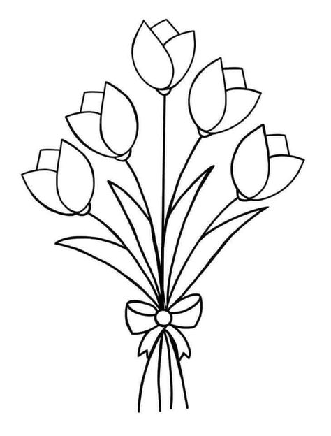 Flowers Coloring Pages, Tulip Drawing, Easy Flower Drawings, Flower Pattern Drawing, Flowers Coloring, Flower Drawing Design, صفحات التلوين, Buku Skrap, Seni Origami