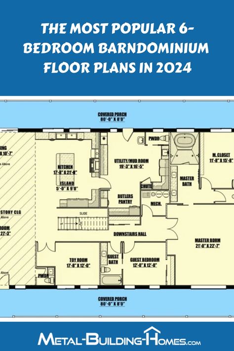 Explore our curated collection of top-rated 6-bedroom barndominium floor plans designed to fulfill your desires and requirements seamlessly. Perfect for those seeking ample space and contemporary design, these barndo plans are meticulously crafted to cater to your lifestyle needs effectively. Dive into this handpicked selection of the most sought-after designs that combine functionality with aesthetic appeal, offering a blend of comfort and style in every room. Simple 6 Bedroom House Floor Plan, 6 Bed Barndominium Floor Plans, Barndominium Ideas Floor Plans 5 Bedroom, Barndominium Ideas 6 Bedrooms, 60x100 Barndominium Floor Plans, 7 Bedroom Barndominium Floor Plans, Barndominium 5 Bedroom Floor Plans, Multigenerational Barndominium Plans, 6 Bedroom Barndominium Floor Plans