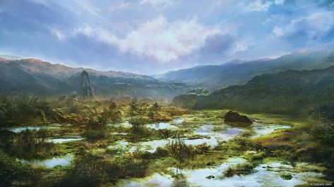 Grand Duchy of Rosaria Marshland Art - Final Fantasy XVI Art Gallery Fantasy Marshland, Library Games, Shadow Of The Colossus, Fire Emblem Heroes, Game Concept Art, Playstation 5, Environment Design, Monster Art, Video Game Art